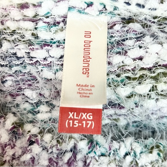 Soft Fuzzy Knit Sweater Purple Blue Green White Size XL - Picture 7 of 9